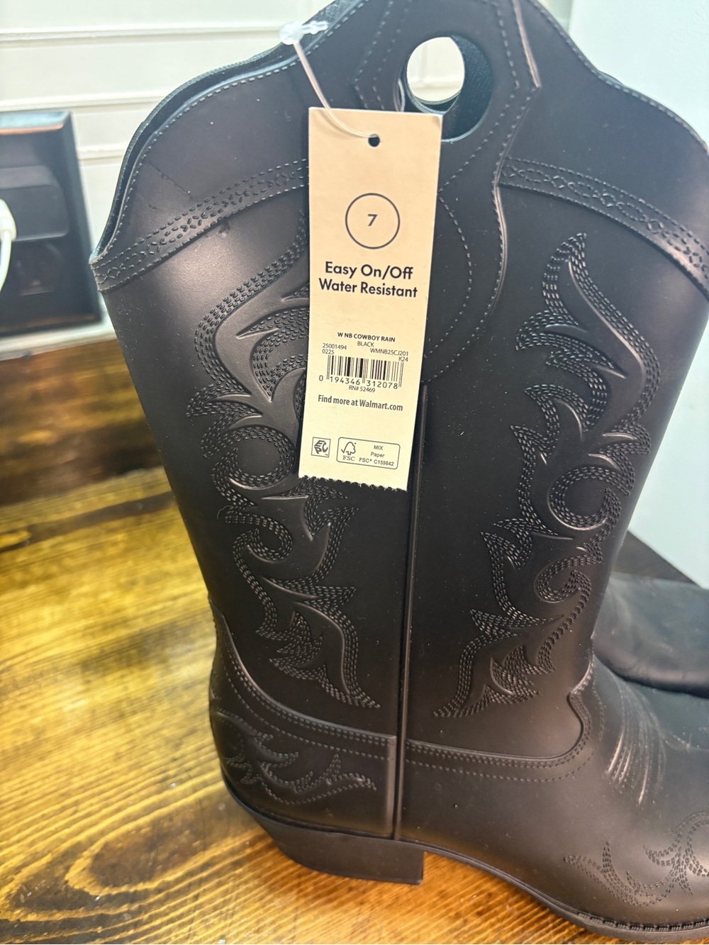 No boundaries black cowgirl rubber/rain boots size 7 - Picture 7 of 8